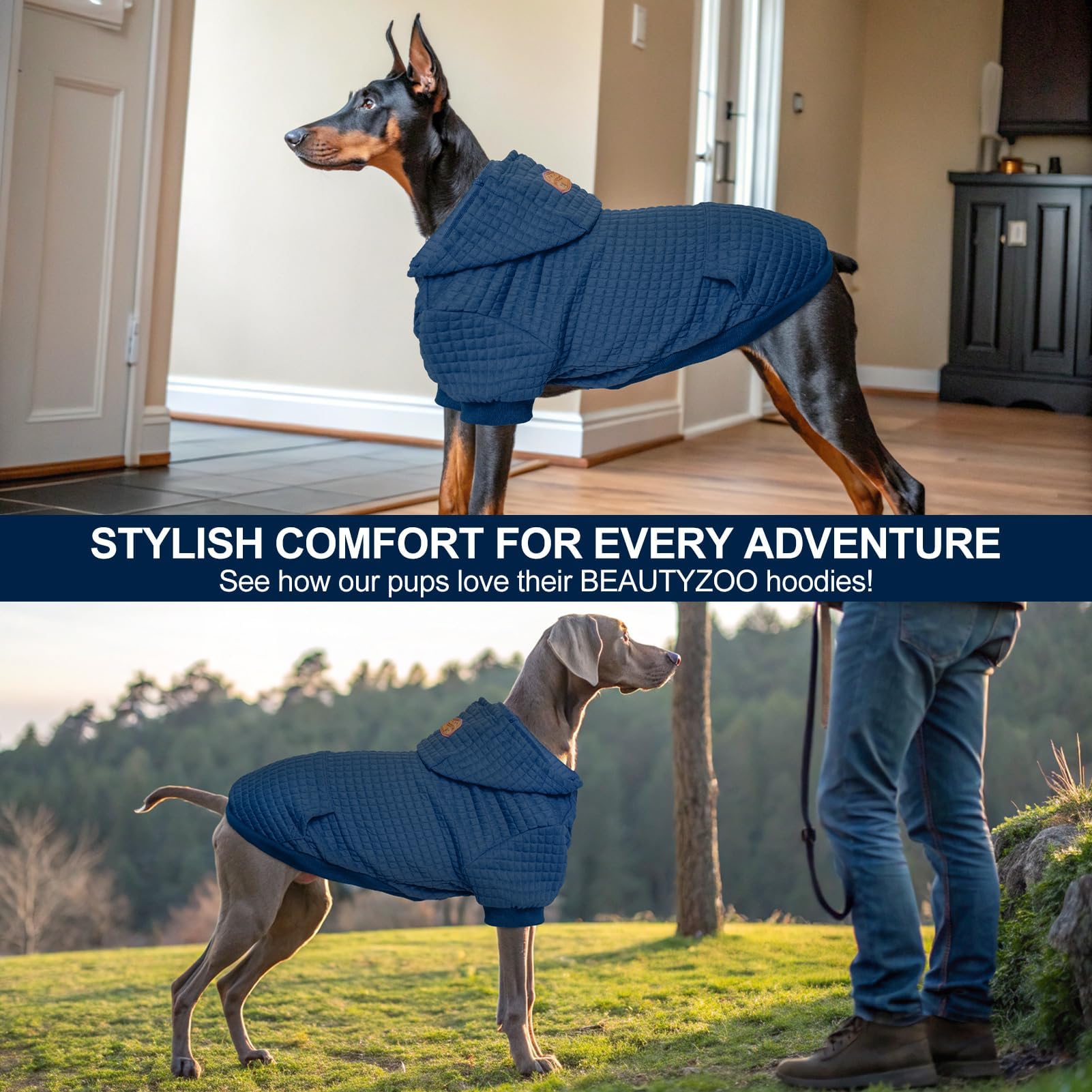 BEAUTYZOO dog hoodie raised belly cut designed to allow easier potty breaks.