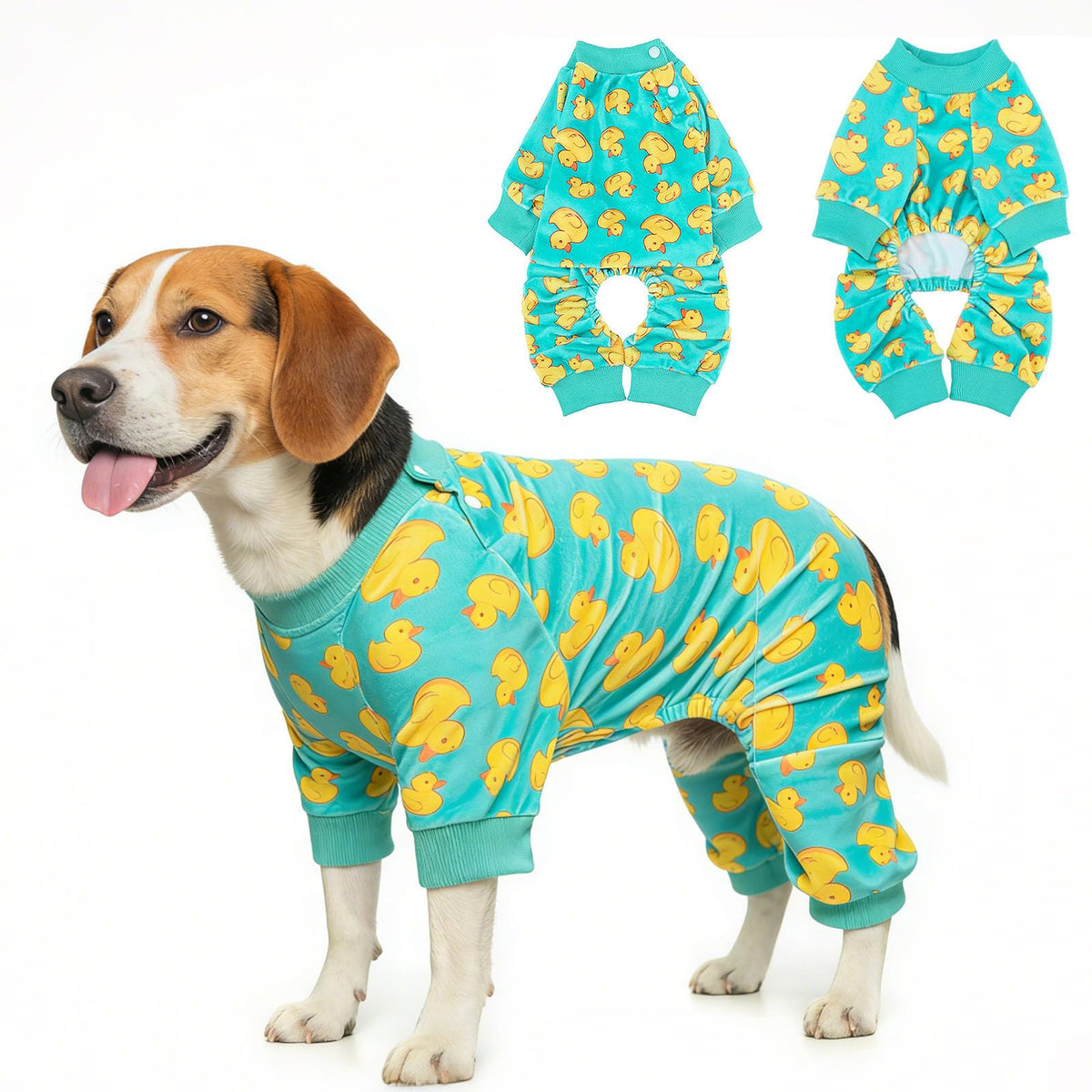 BEAUTYZOO dog pajamas shown from the front, highlighting the overall garment design.