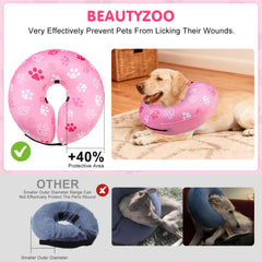 BEAUTYZOO dog donut collar showing the adjustable hook-and-loop fastener.