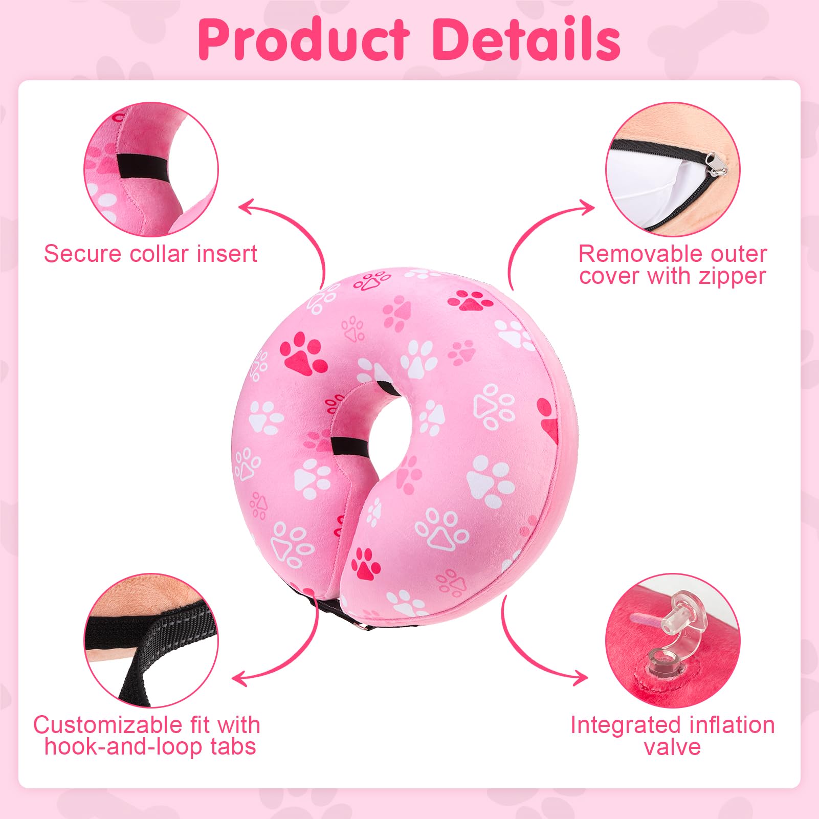 BEAUTYZOO dog donut collar shown as a soft neck pillow.
