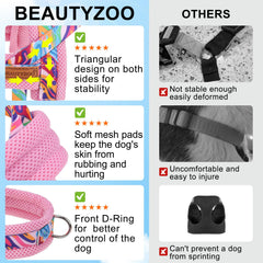 BEAUTYZOO small dog harness close-up of reflective stitching on the straps.