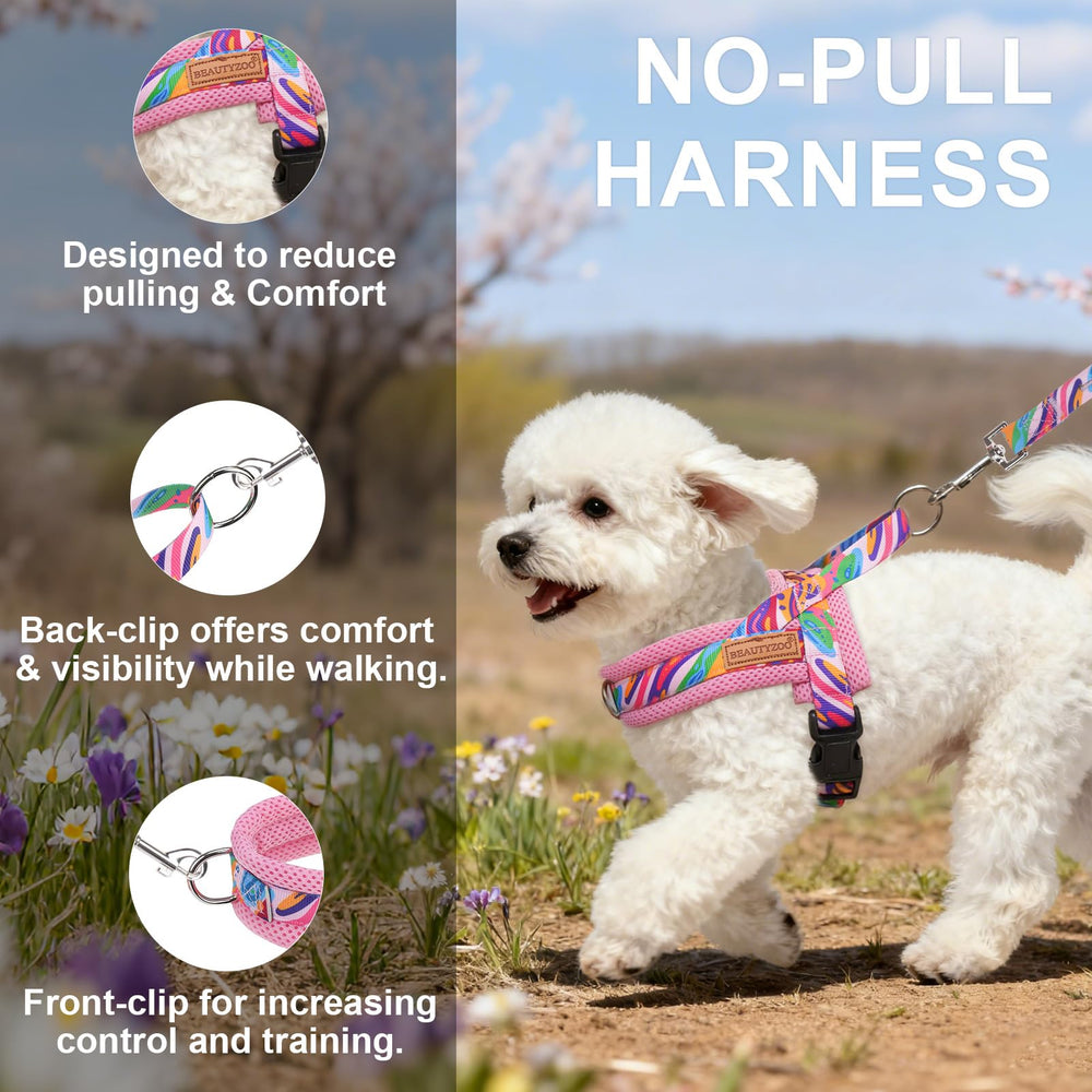BEAUTYZOO small dog harness shown being worn by a dog.