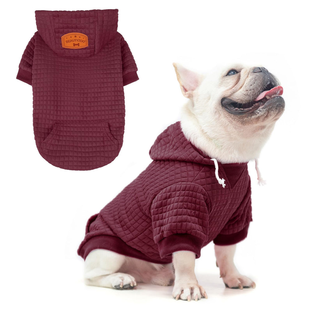 BEAUTYZOO Small Dog Hoodie shown from the front with its hood and long sleeves.