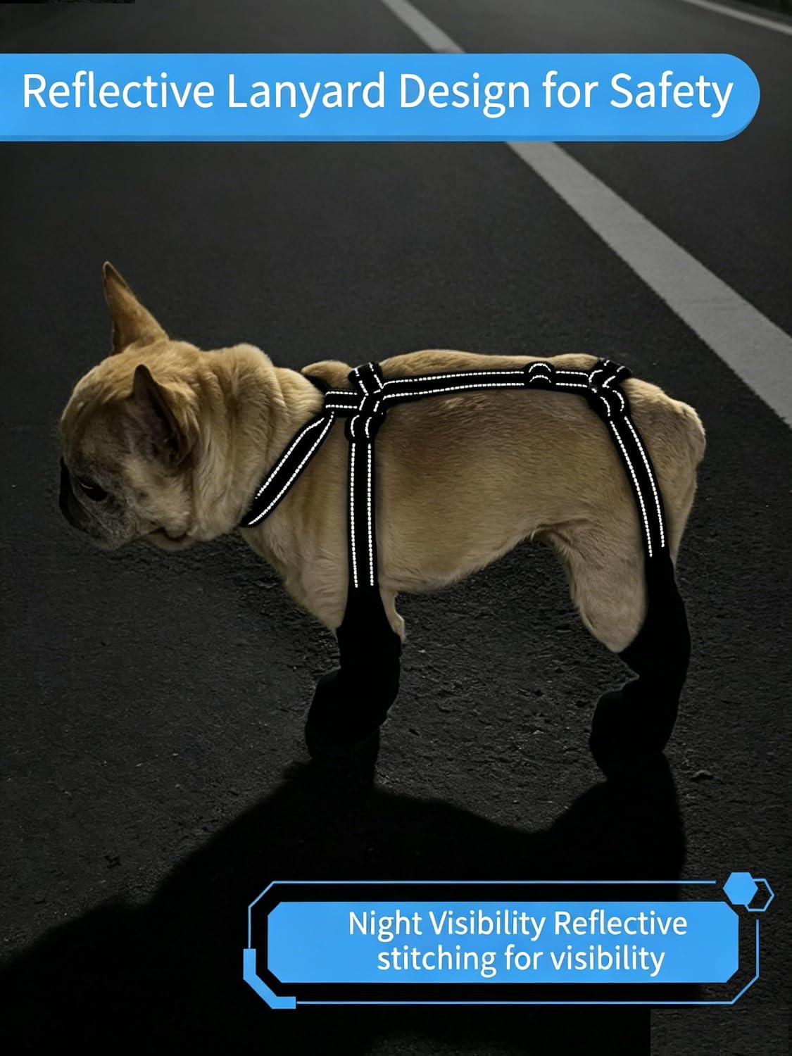 BECROWM dog boots shown from the side to display their profile.