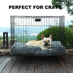 Bedfolks dog crate bed detail showing the waterproof laminated fabric backing.