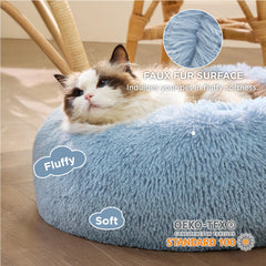 Bedsure calming cat bed close-up showing the extra-fluffy faux fur surface.