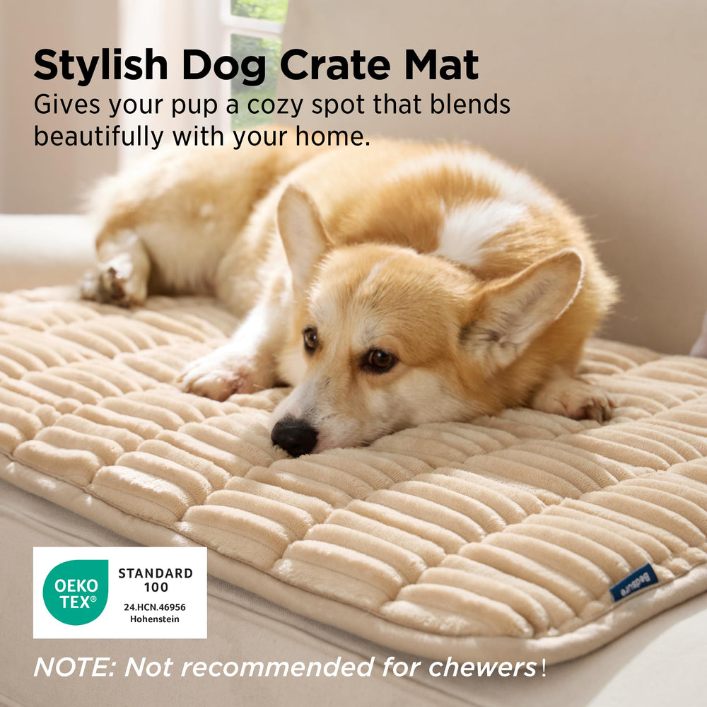 Bedsure ComfyFleece dog crate pad showing the dotted non-slip underside.