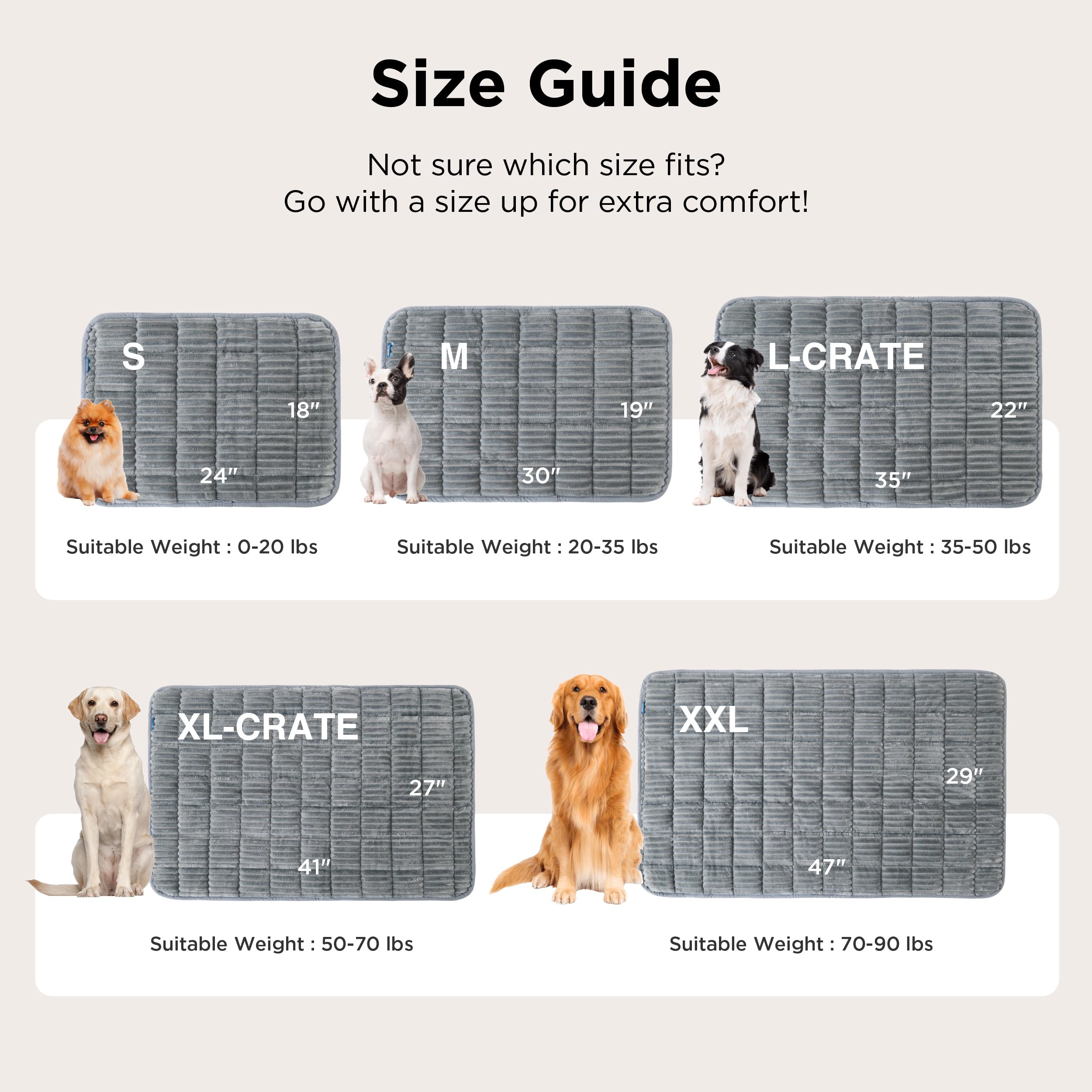 Bedsure ComfyFleece dog crate pad shown in use in a car.