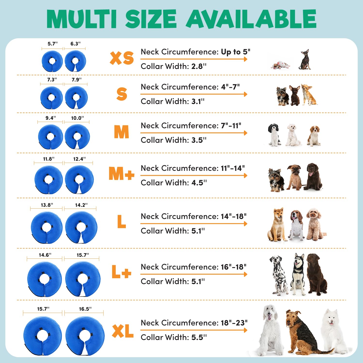 BENCMATE inflatable dog cone collar showing the inner fixation straps.