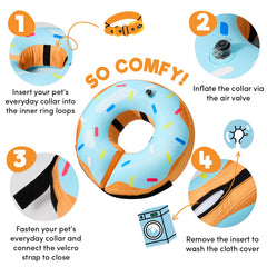 BENCMATE inflatable dog collar with the cover zipper shown in close-up.