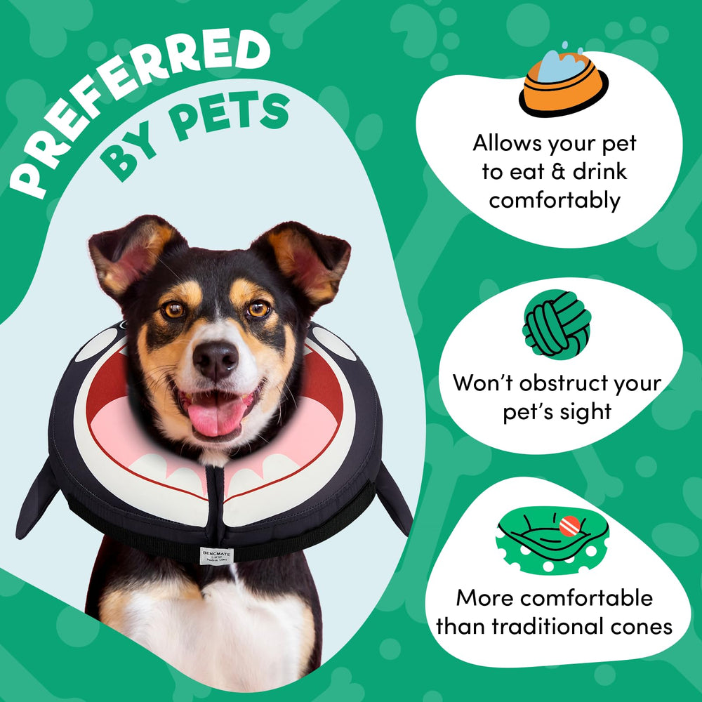 BENCMATE inflatable dog collar with a close view of its outer fabric.