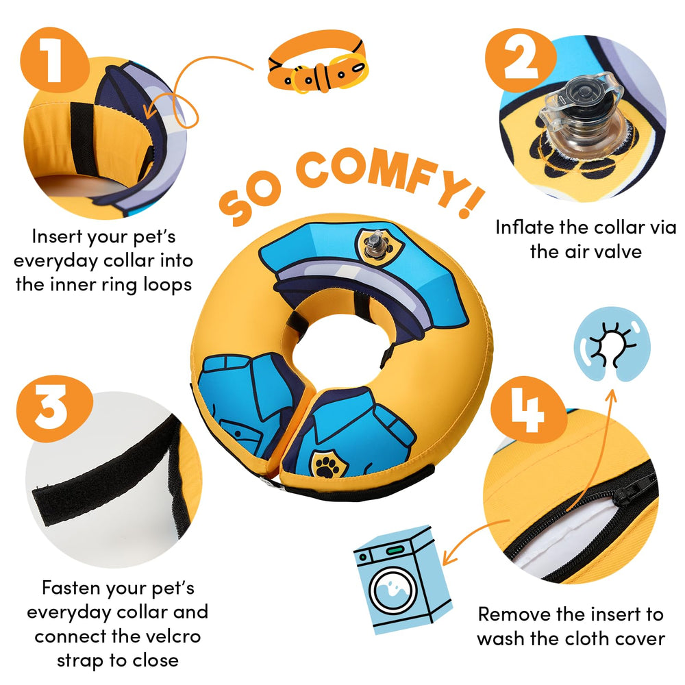 BENCMATE inflatable dog collar close-up showing the outer fabric texture.