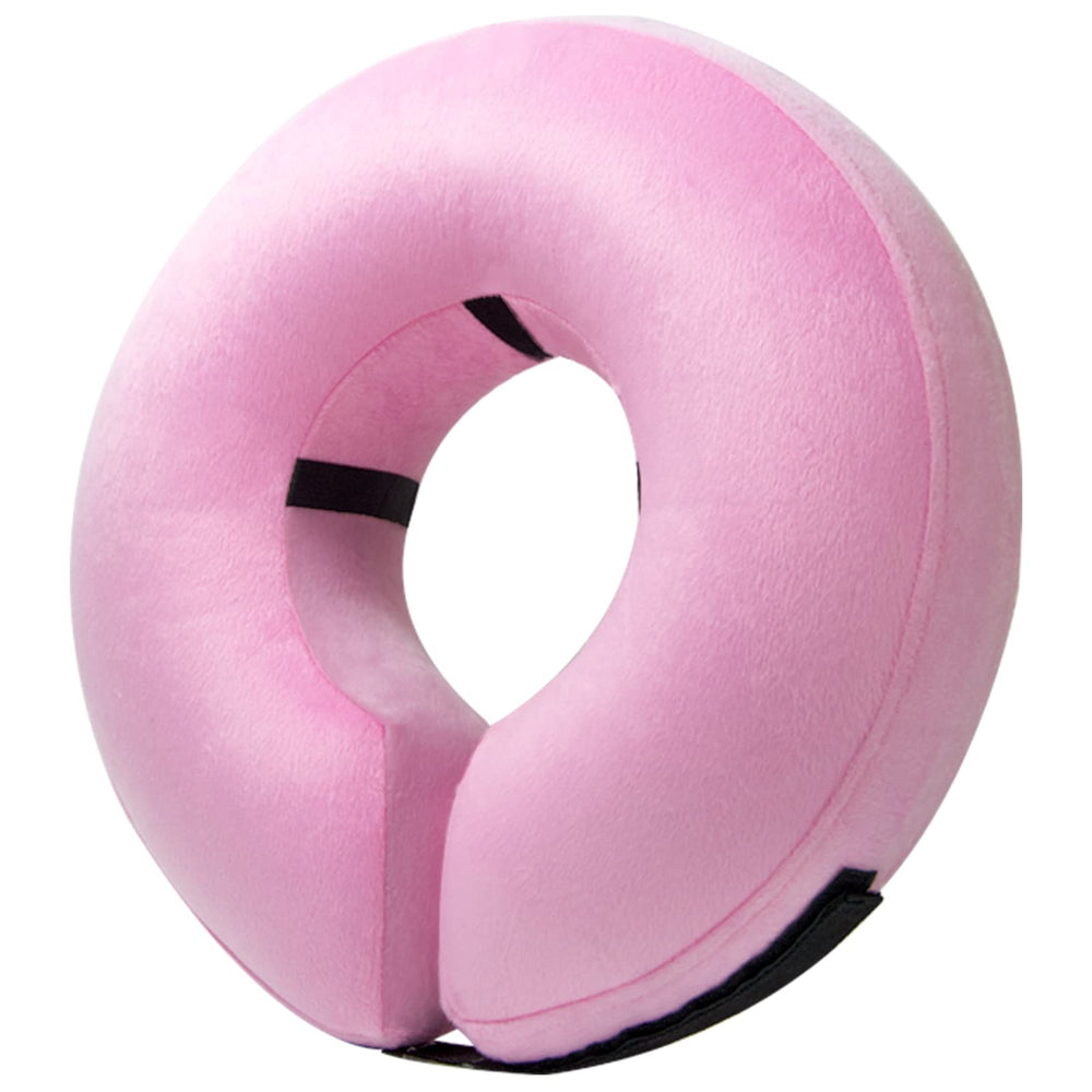 BENCMATE inflatable dog cone collar shown from the front in pink.