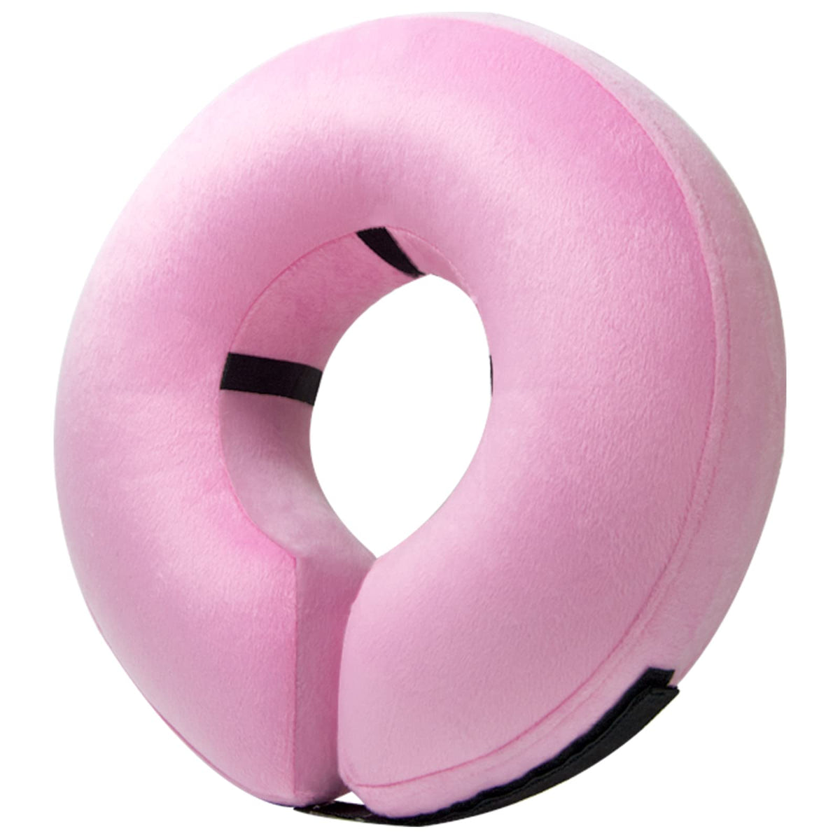 BENCMATE inflatable dog cone collar shown from the front in pink.