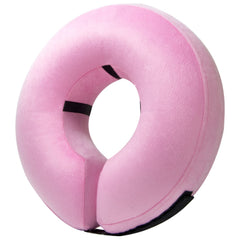 BENCMATE inflatable dog cone collar shown from the front in pink.