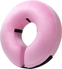 BENCMATE inflatable dog collar shown from the front in pink.