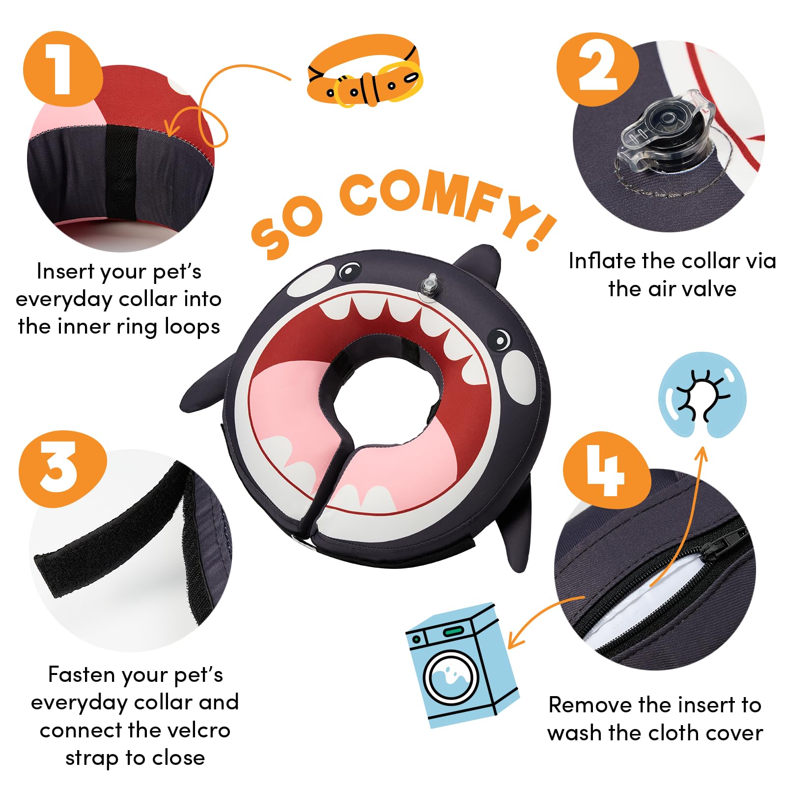BENCMATE inflatable dog collar shown from a side angle.