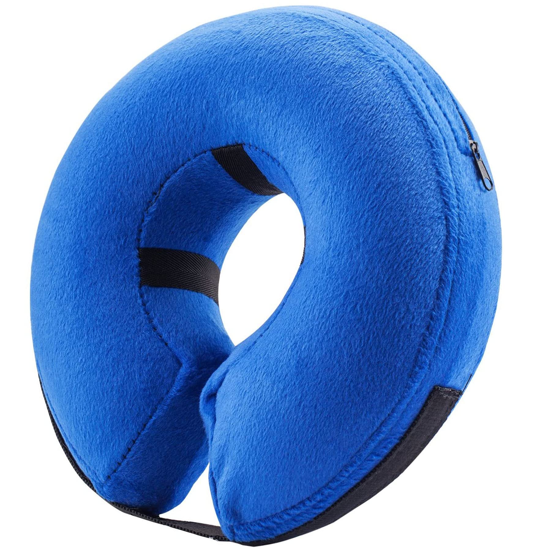 BENCMATE inflatable dog cone collar shown from the front in blue.
