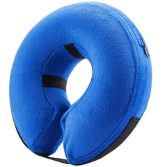 BENCMATE inflatable dog cone collar shown from the front in blue.