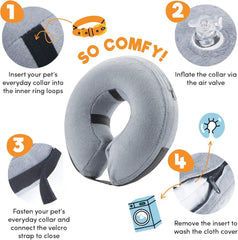 BENCMATE inflatable dog cone close-up showing its soft outer fabric.