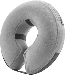 BENCMATE inflatable dog cone shown from the front in grey.