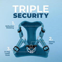 Best Pet Supplies Voyager dog harness in turquoise.