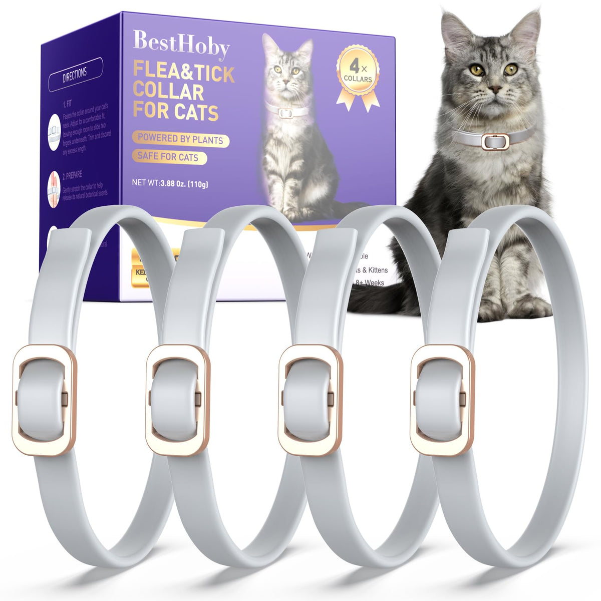 BestHoby flea and tick collar for cats shown from the front.