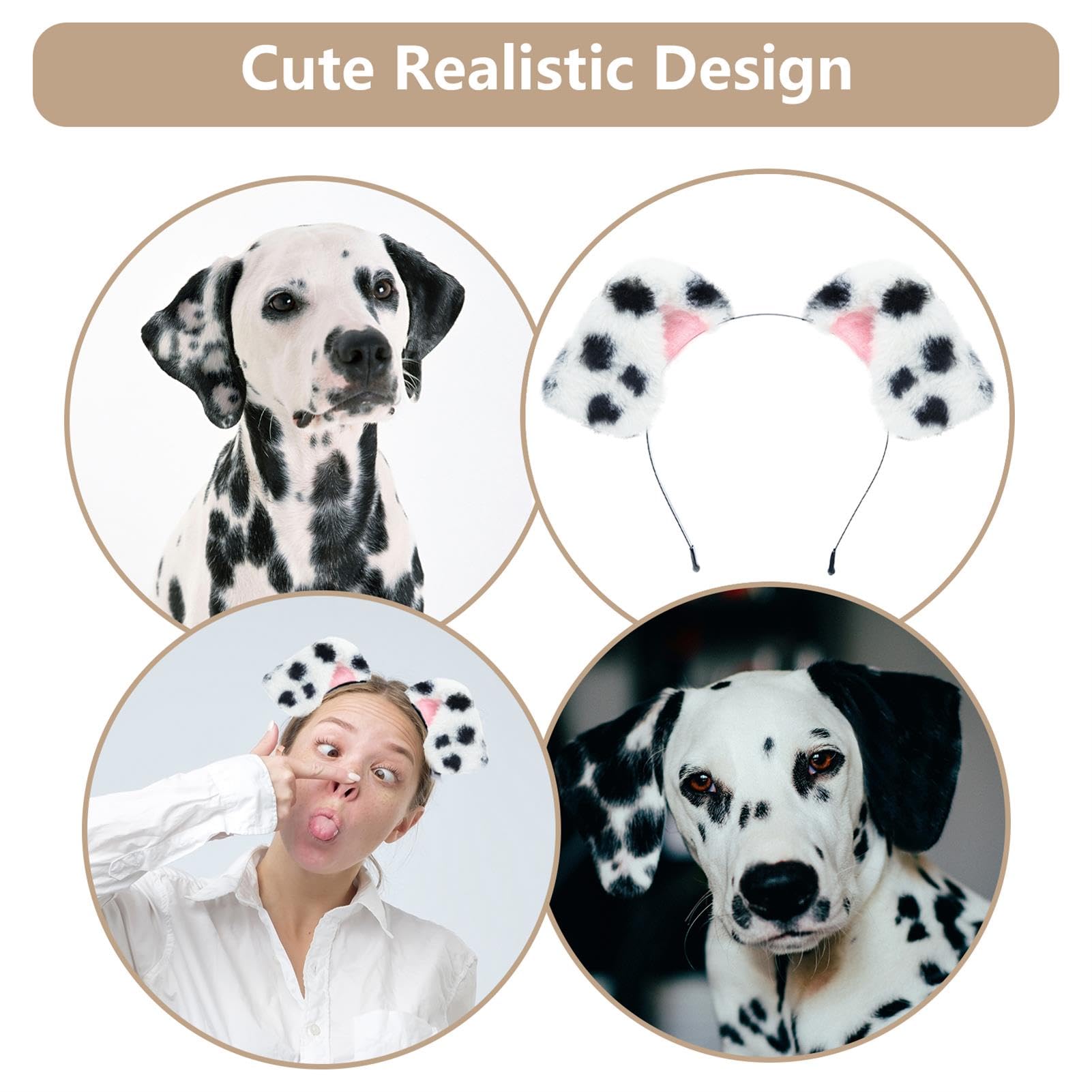 Beviliu Dalmatian dog ear headband showing its repositionable ears.
