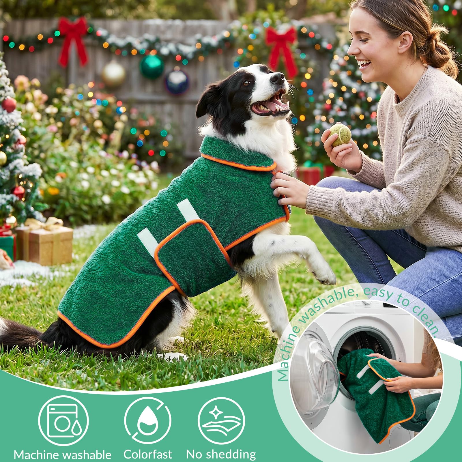 Bienbee dog bathrobe shown from the back.