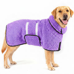 Bienbee Dog Bathrobe shown from the front in light purple.
