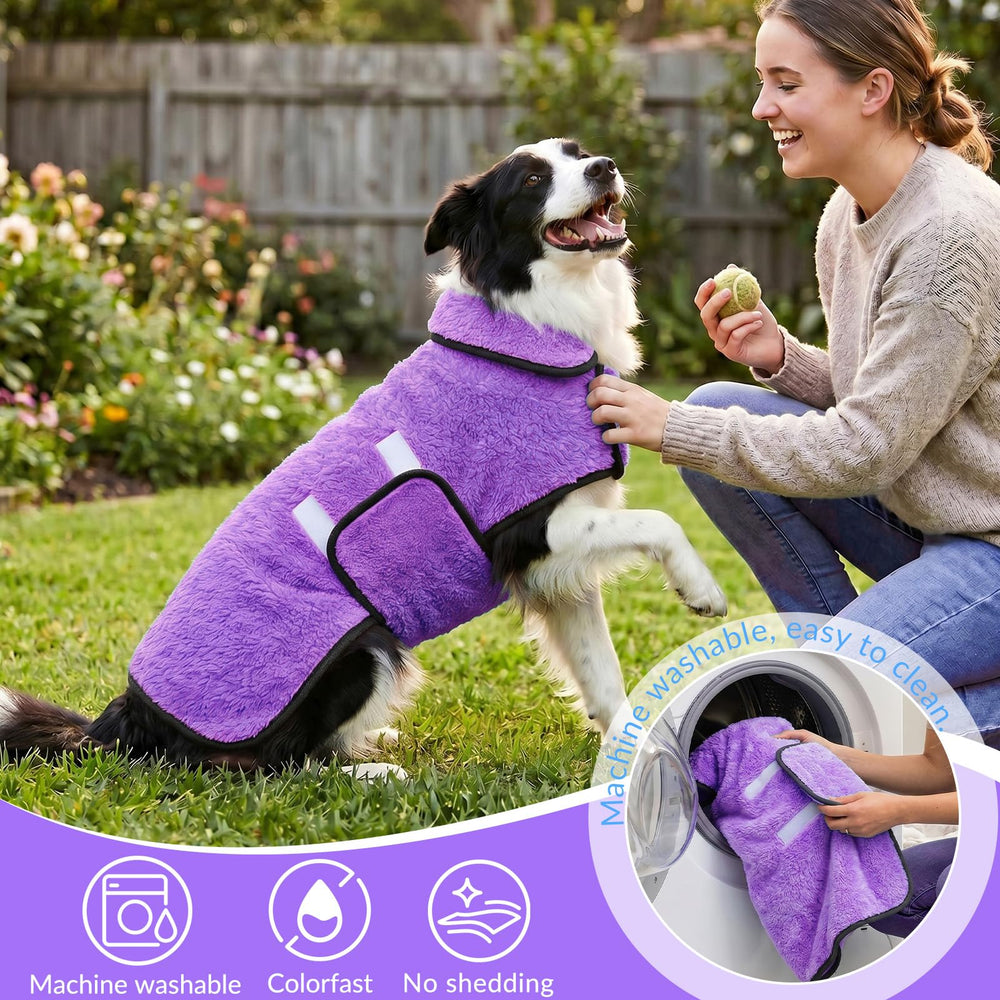 Bienbee Dog Bathrobe shown from the side to display its robe shape.