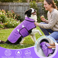 Bienbee Dog Bathrobe shown from the side to display its robe shape.