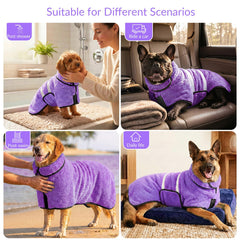Bienbee Dog Bathrobe shown as part of the S to XXL size range.