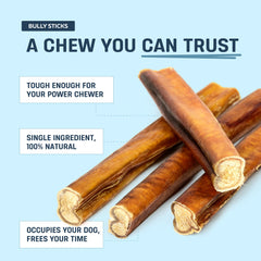 Big Lu bully sticks shown close up to highlight their chew texture.