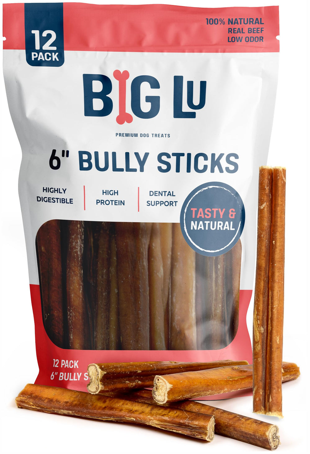 Big Lu bully sticks shown in a clear product view.