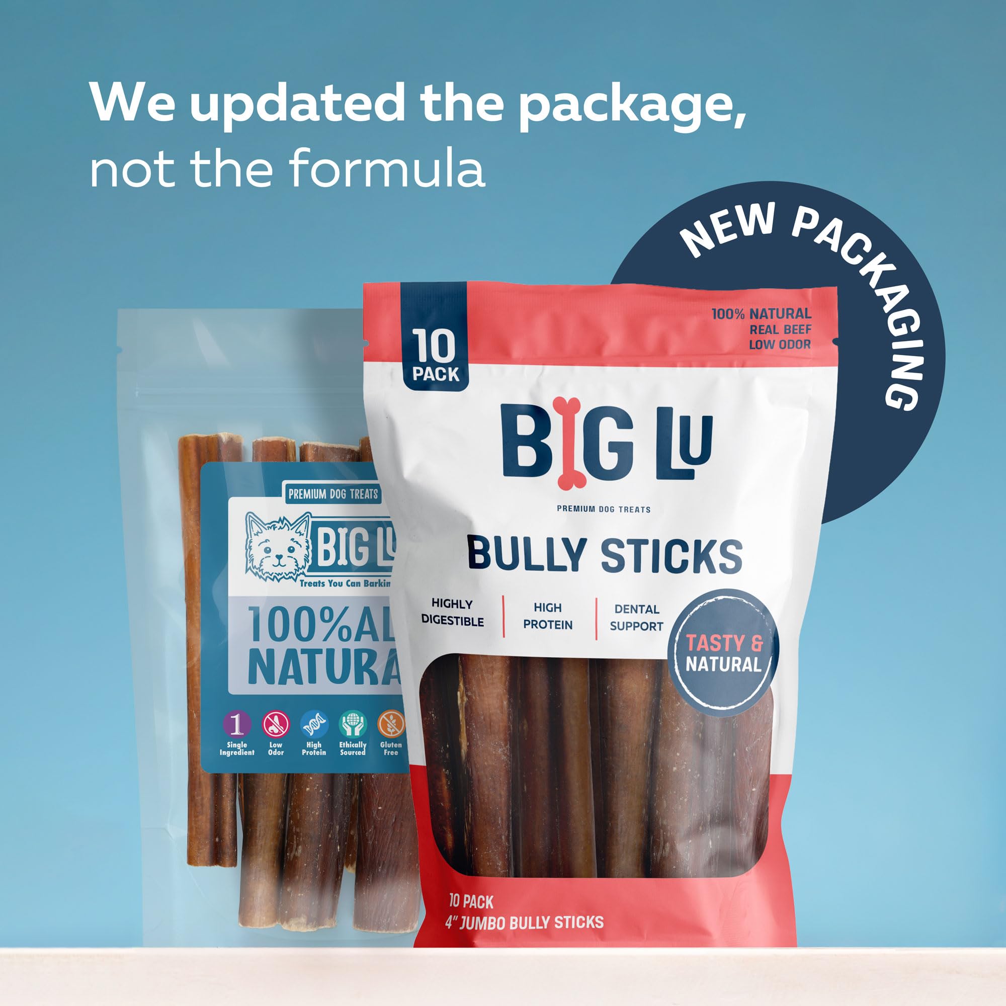 Big Lu bully sticks shown from a side angle in the Standard format.