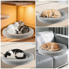 Billionchains Round Cat Bed with its raised rim visible.