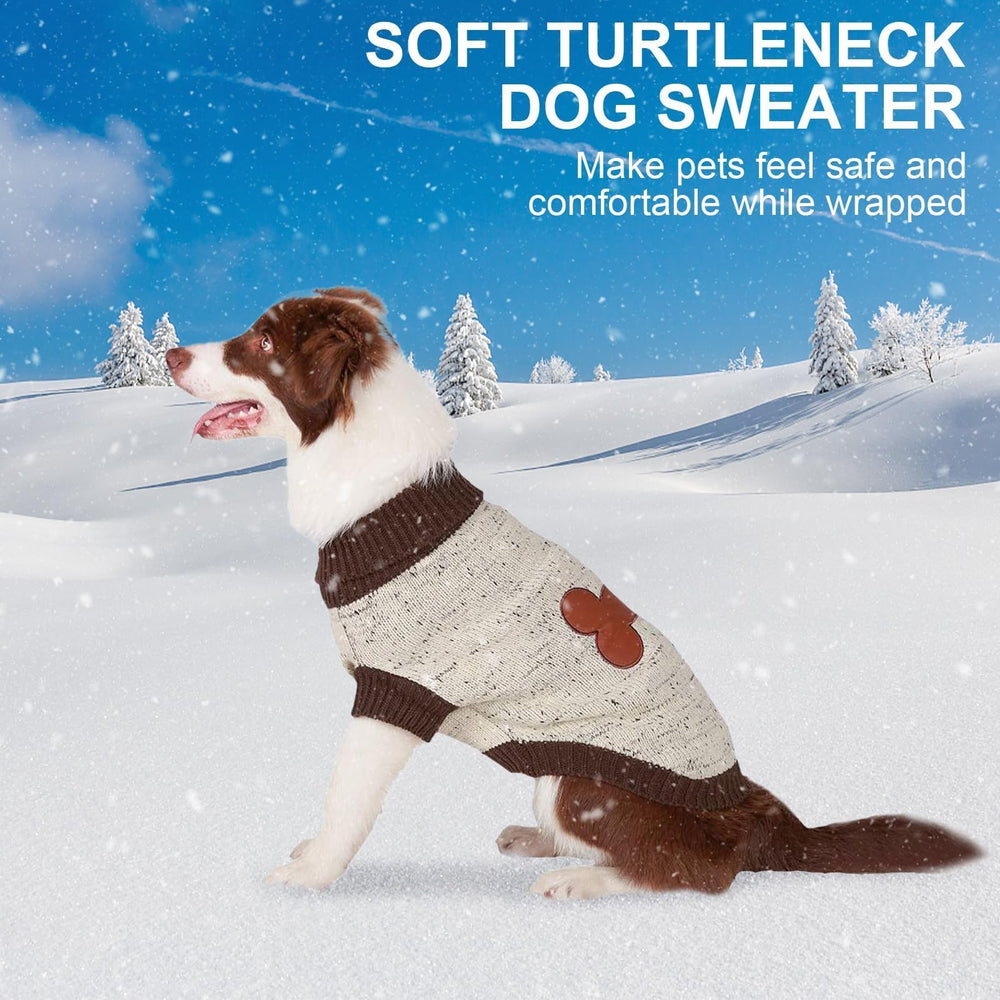BINGPET cream dog sweater shown as a cable-knit pullover.
