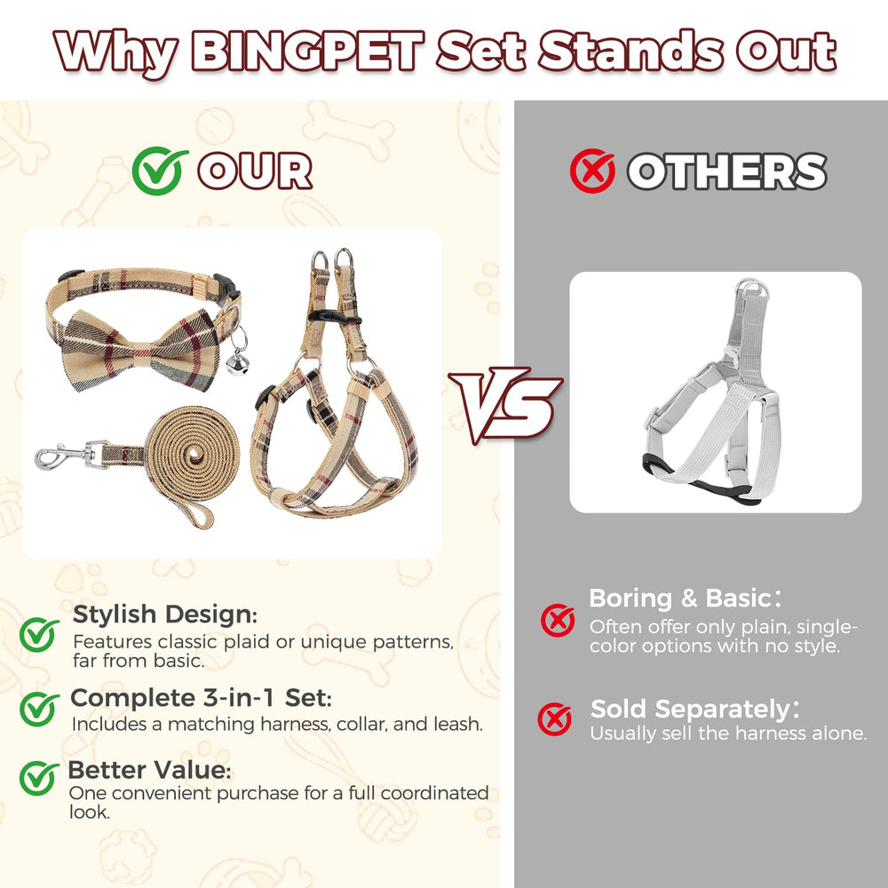 BINGPET dog harness showing its adjustable, releasable buckle.