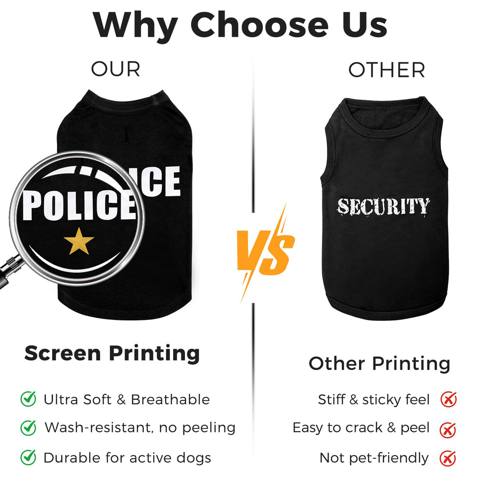 BINGPET Police Dog Shirt showing its stitching and garment finish.