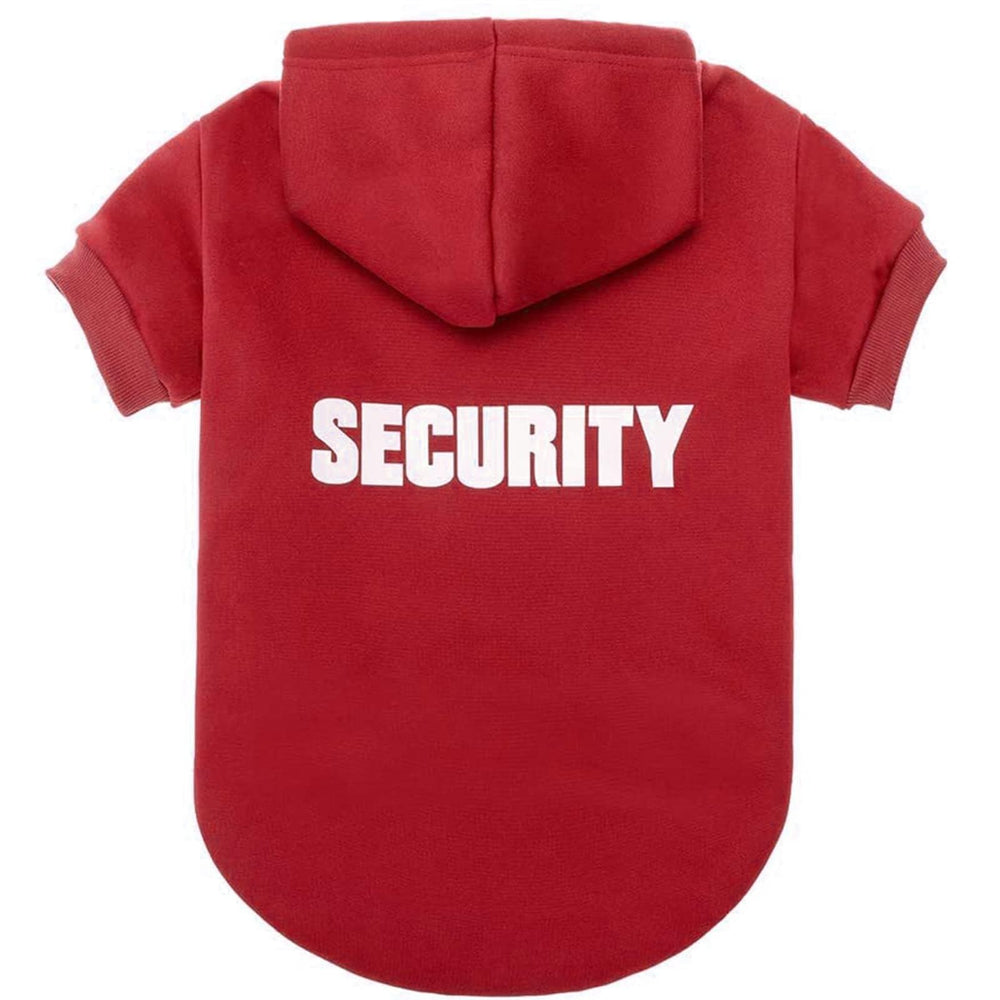 BINGPET Security Dog Hoodie shown from the front in red.
