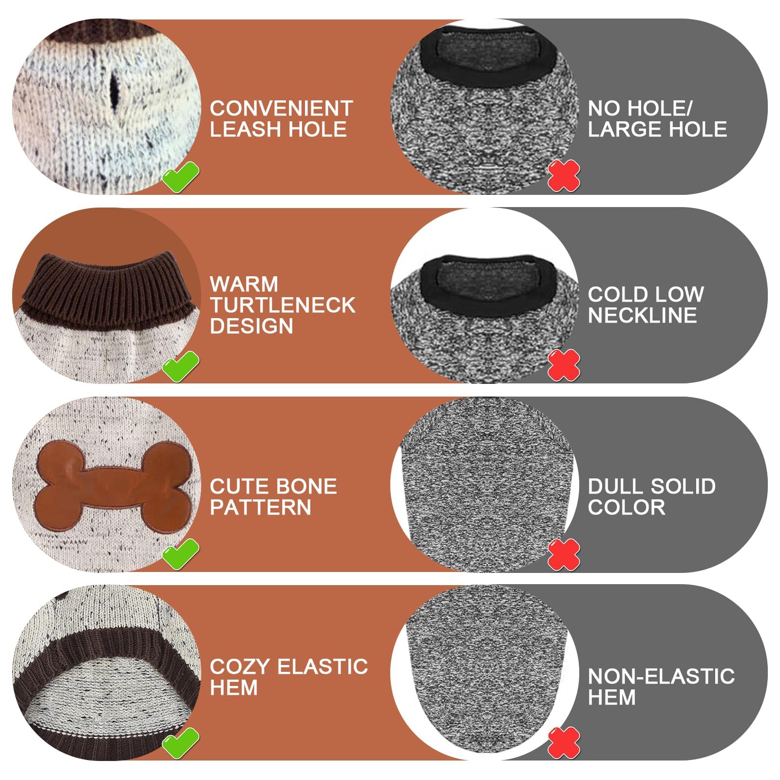 BINGPET dog sweater shown with its thick turtleneck detail.