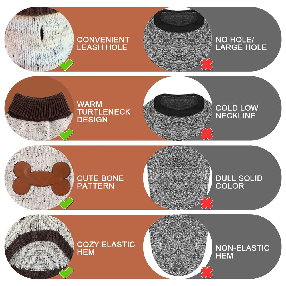 BINGPET dog sweater shown with its thick turtleneck detail.