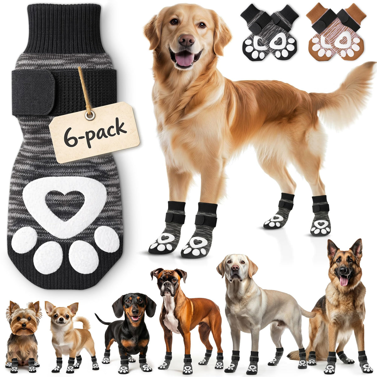 Bixie anti-slip dog socks shown from the front.