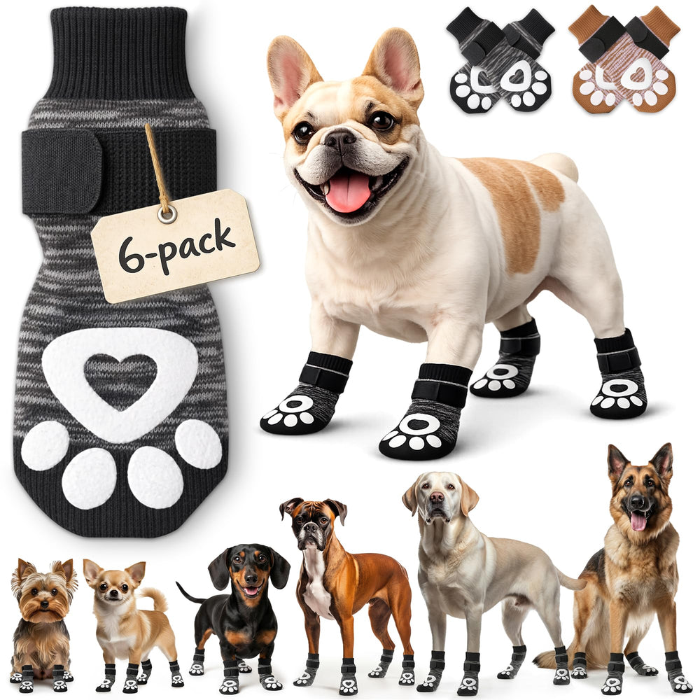 Bixie anti-slip dog socks shown as a six-pack in Small.