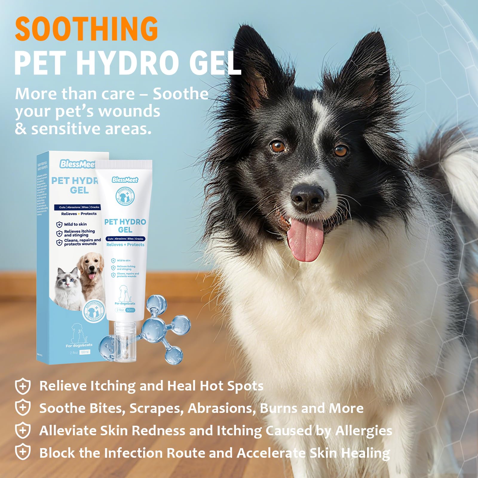 Blessmeet Pet Wound Care Hydro Gel applicator shown in close detail.