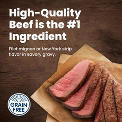 Blue Buffalo Delights wet dog food single-serve cups in the 12-count pack.