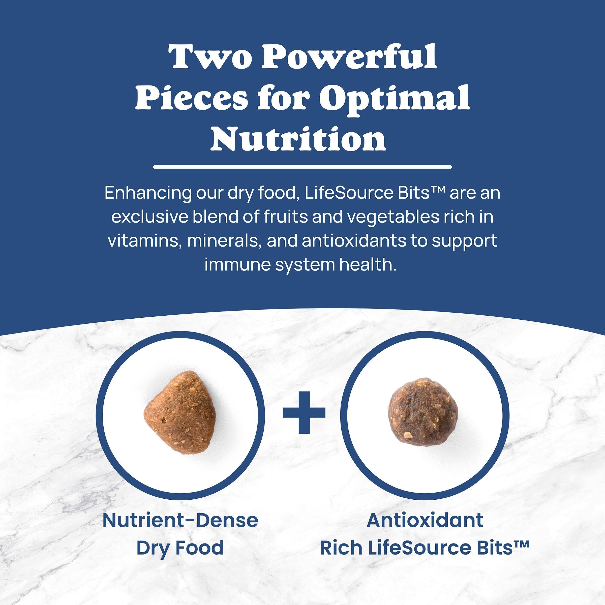 Blue Buffalo dry dog food LifeSource Bits feature and ingredient details.