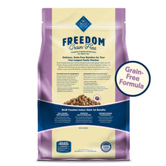 Blue Buffalo Freedom cat food kibble shown in a close-up view.