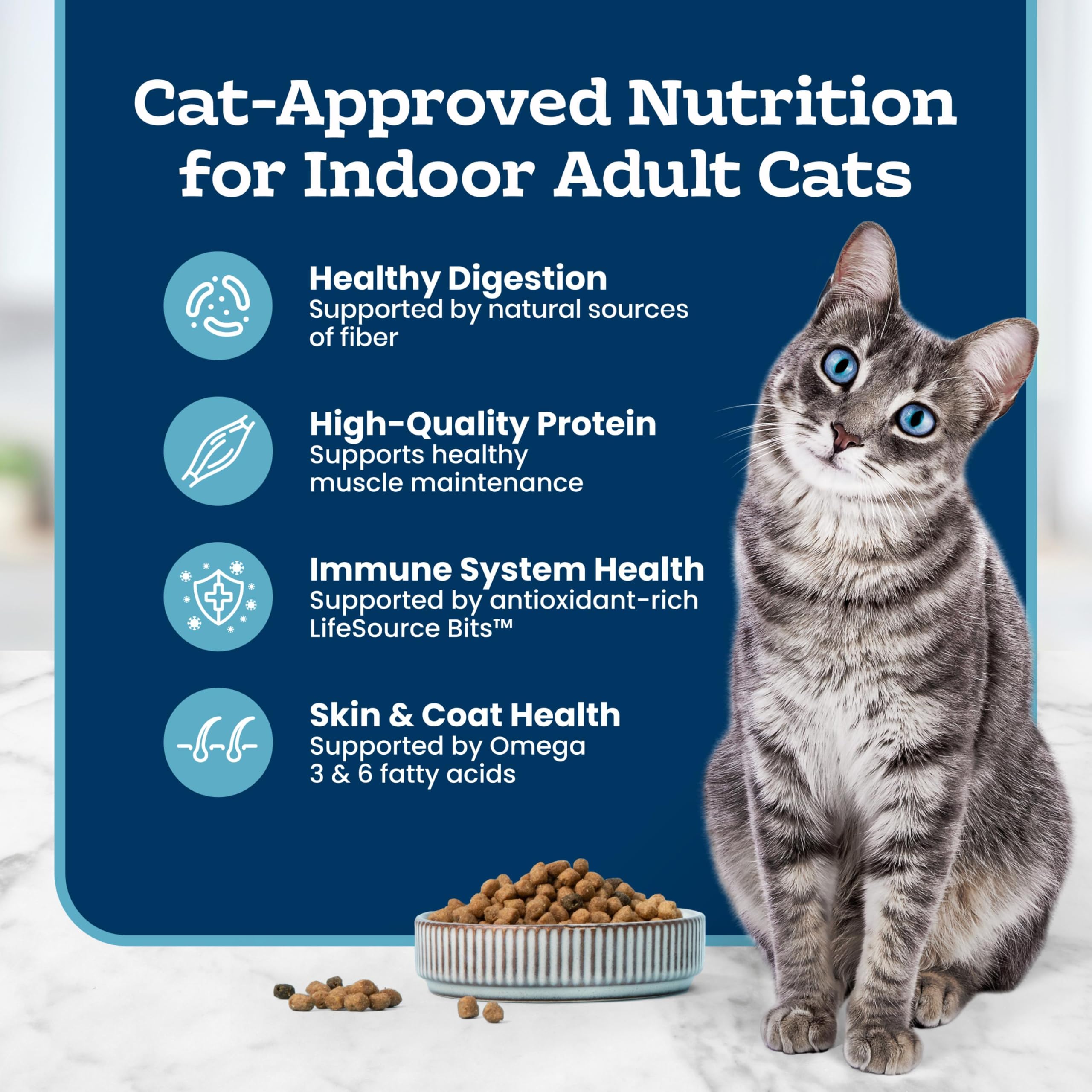 Blue Buffalo Tastefuls dry cat food includes omega 3 and 6 fatty acids.